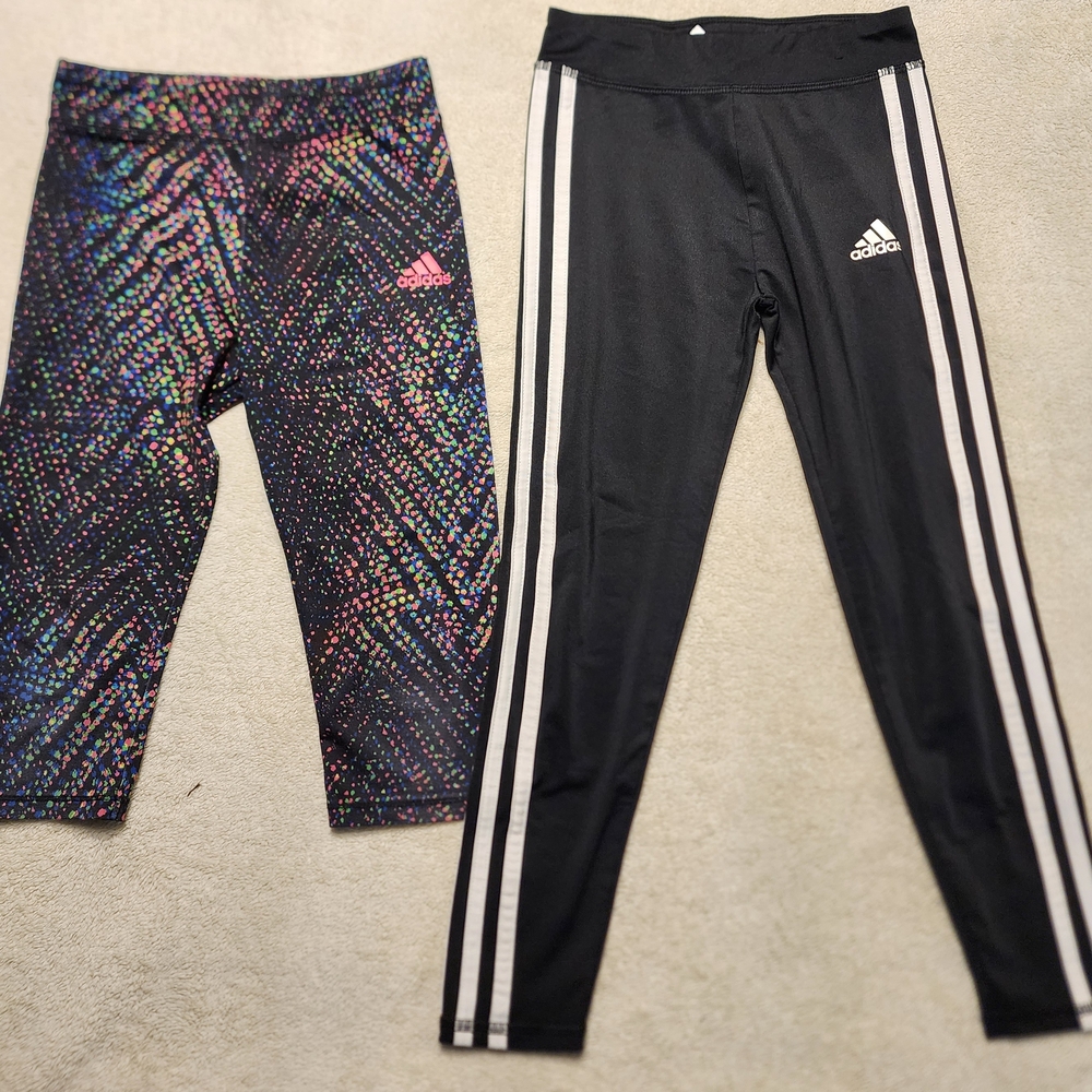 Bundle Adidas Girls Black and Multicolor Leggings Set (6)